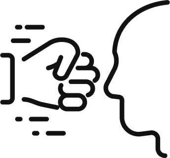 Icon of a hand covering a mouth, symbolizing silence or a gag