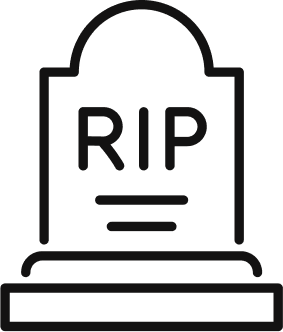 Icon of a gravestone with 'RIP' written on it