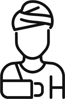 Icon of an injured person with a bandaged head.