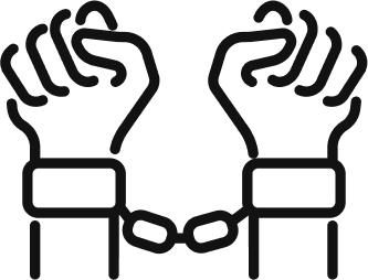 Icon of handcuffs symbolizing arrest.